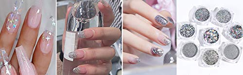 Holographic Nail Art Sequins Glitter Kits Silver Shining Flakes Nails Decoration Supplies DIY Design For women Manicure Charms Fashion Art accessories 8 Boxes - BeesActive Australia