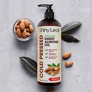 Organic Sweet Almond Oil for Hair and Skin, 100% Pure and Cold-Pressed, Hexane-Free, Lightweight, Non-Greasy Skin Moisturizer, Nourishing Massage Oil, Effective Carrier Oil by Shiny Leaf 16 fl. oz. - BeesActive Australia