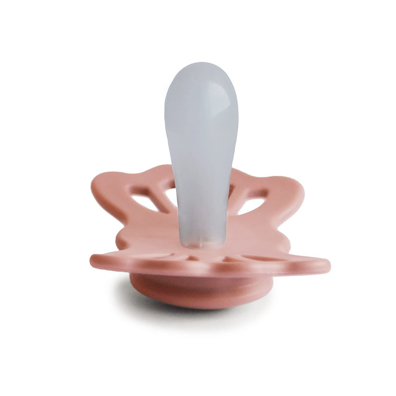 FRIGG Lucky Symmetrical SilkySoft Silicone Baby Pacifier | Made in Denmark | BPA-Free (Pretty in Peach/Primrose, 6-18 Months) Pretty in Peach/Primrose - BeesActive Australia