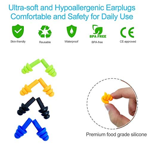 Ear Plugs for Sleeping,16 Pairs Noise Canceling Ear Plugs Soft Reusable Silicone Earplugs Waterproof Noise Reduction Earplugs for Concert,Swimming,Study,Loud Noise,Snoring - BeesActive Australia