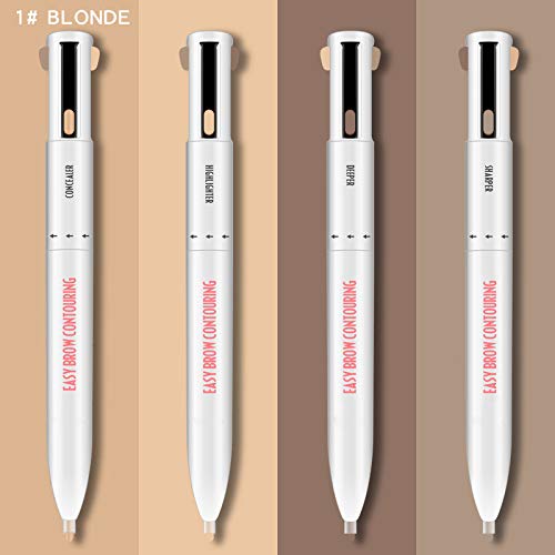 Arinda 4 in 1 Easy to Wear Eyebrow Contour Pen Defining Highlighting Brow Pen Waterproof Sweatproof 3 Black Brown - BeesActive Australia