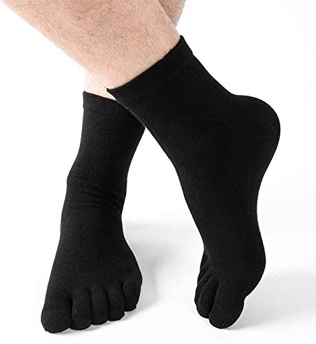 Mens Toe Socks Cotton Running Five Finger Crew Socks Cotton Black-5 Pairs(10-13 Us) - BeesActive Australia