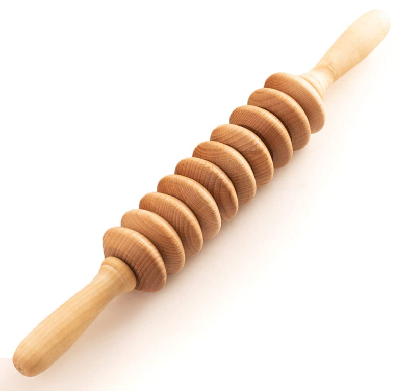 Tuuli Accessories Anti Cellulite Massage Disc Massager Roller with Handle Maderotherapy Wooden - BeesActive Australia