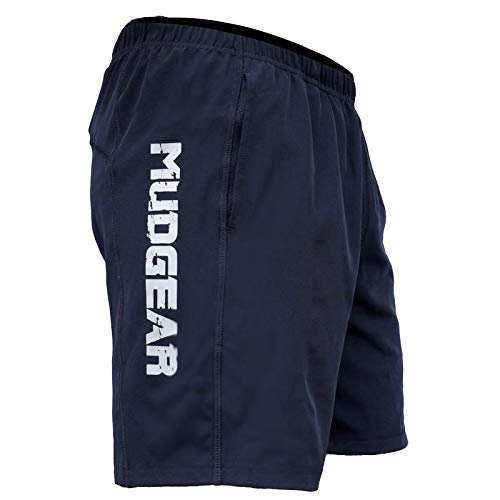 [AUSTRALIA] - MudGear Freestyle Running Shorts for Men - 7" Inseam, Zipper Pocket - Black and Gray Medium 