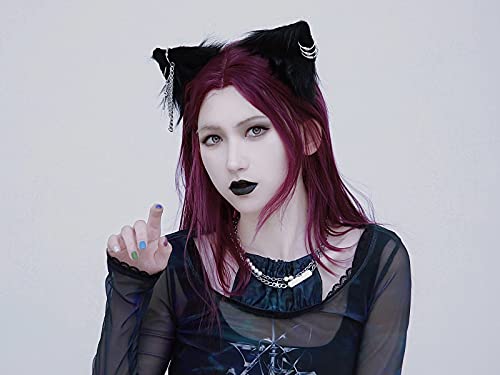 Furry Cat Kitten Ear Hair Clips Clip on Cat Ears Headband For Cosplay Kitten Play Comicon Cosplay Petplay Fluffy Furry Cat Ears (black kitten ears) Black Kitten Ears - BeesActive Australia