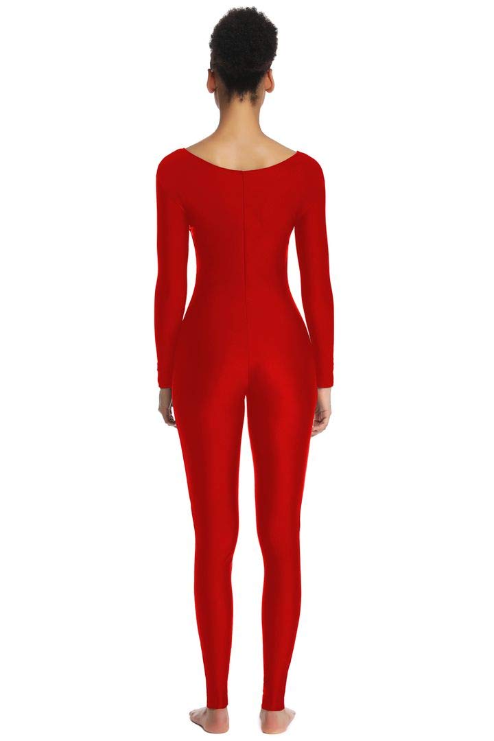 [AUSTRALIA] - OVIGILY Women's Long Sleeve Unitard Dance Costume Spandex Full Body Suits Red X-Large 