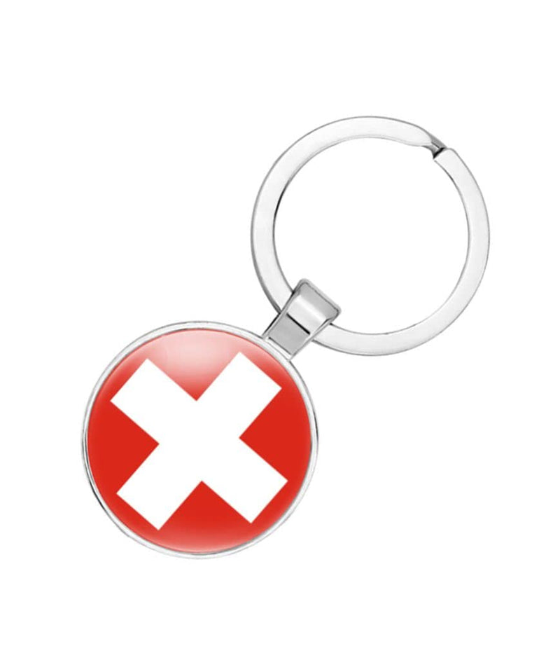 vmcoatdu Switzerland National Flag Key Chain Keyring Gift Men Women Keychain Stainless Steel and Inlaid Glass Materials - BeesActive Australia