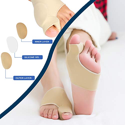 Bunion Corrector Big Toe Straightener Bunion Pain Relief Sleeves, 1 Pair Bunion Splint Support Protectors Sleeve with Built-in Silicone Gel Pad for Hallux Valgus Pain Relief (Upgrade) 1 Pair (Pack of 1) - BeesActive Australia