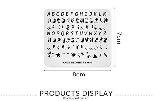 Nail Stamping Plate Fashion Geometry Words Letters Stars Patterns Theme Multi-Pattern Stamp Print Image Stamp Template Nail Art for Nail Design By Rolabling GE010 - BeesActive Australia