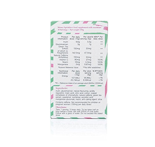 Skinny Sprinkles, 30 Servings - Weight Management Drink with Glucomannan - Vegan, Vegetarian Society Approved - Made in The UK -  Candy Apple - BeesActive Australia