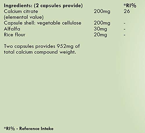 G&G Vitamins Calcium Citrate - 200mg Elemental Calcium Citrate Per 2 Capsules - 120 Vegan Capsules - BeesActive Australia
