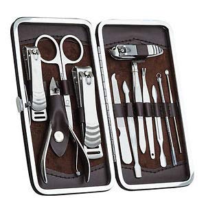 A FairyBell, Nail Clipper, 12 in 1 leather Set Stainless Steel Manicure Pedicure Grooming kit - BeesActive Australia