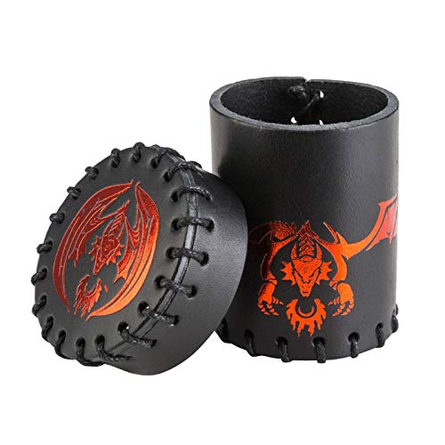 [AUSTRALIA] - Q-Workshop Flying Dragon Black & red Leather Dice Cup 