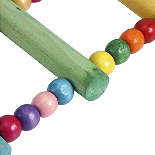 TOPINCN Natural Wood Climbing Ladder Toy Colorful Natural Wood Beads Climbing Ladder Toy Parakeet Swing Bird Toy with Hanging Hook - BeesActive Australia