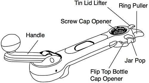 Aidapt Plastic Multi use Tin Opener - Designed for Users with Limited Dexterity, Arthritis or Weakened Grip. Great Kitchen Tool. No More Broken Fingernails. Open Tins, Jars, Bottle Lids and Cans. White and Green - BeesActive Australia