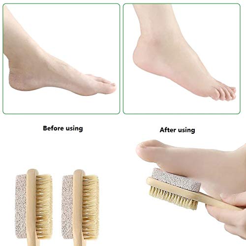 Natural Pumice Stone Combo foot Brush, Body Exfoliating Double Side Soft Bristle Wood Brush, Suitable for SPA Callus Remover, Dry Skin Elbow, Hand or Foot Care, Pack 2 - BeesActive Australia