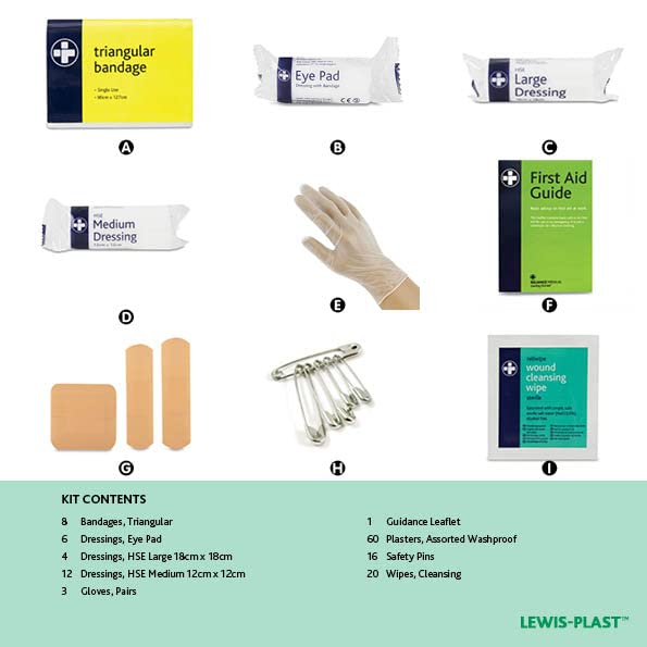 LEWIS-PLAST Premium Small HSE 10 Person Polypropylene First Aid Box - Complete with Integrated Carry Handle and Unique Flip-up Wall Mounting System - Meets Health & Safety Executive Guidelines HSE 10 People - BeesActive Australia