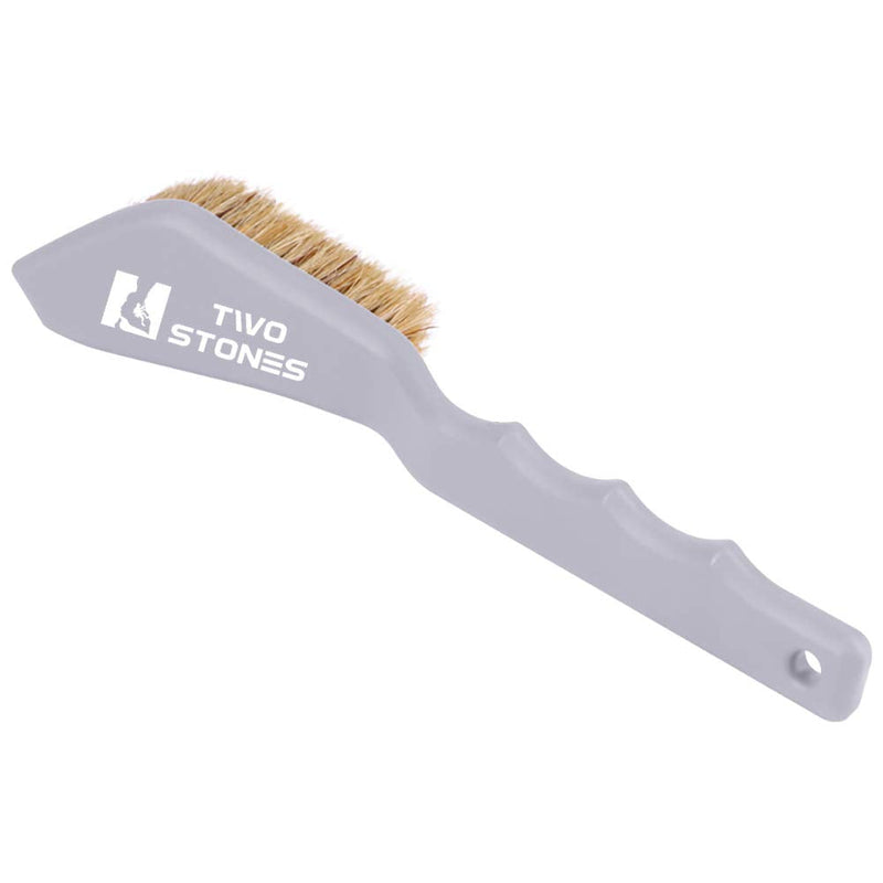 TWO STONES Boar Hair Rock Climbing Brush with Ergonomic Handle, Bouldering Boulder Brush as Durable Cleaning Tool for Climbing Chalk and Climbing Holds on Climbing Wall Indoor or Outdoor Grey&Light Blue - BeesActive Australia