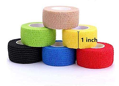 12 Pack 1" x 5 Yards Self Adhesive Elastic Bandage Wrap Stretch Self-Adherent Tape for First Aid,Sports, Wrist, Ankle (10 Colors) Multicolor 1 Inch (Pack of 12) - BeesActive Australia
