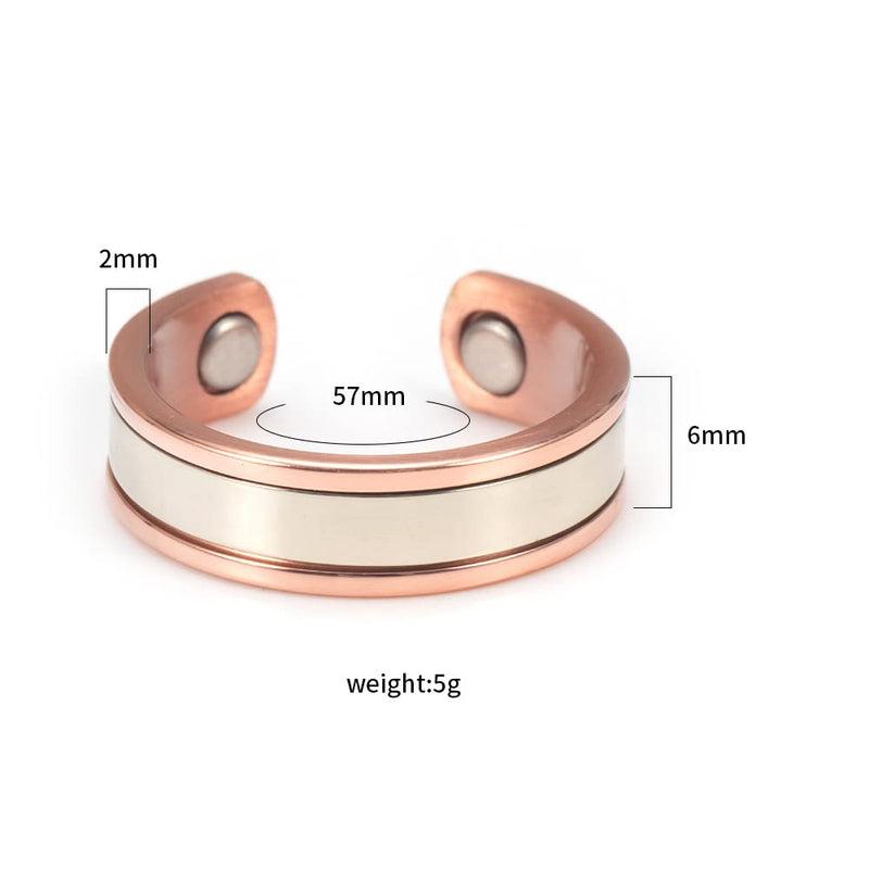 EnerMagiX Two Tone Rose Gold & Silver Copper Magnetic Ring, Pure Copper Ring for Women, Adjustable Open Ring, Gift for Mom & Wife - BeesActive Australia