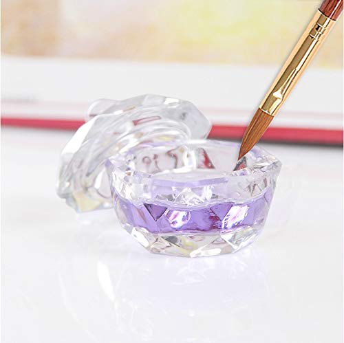 3 Pieces Clear Nail Art Acrylic Powder Liquid Dappen Dish Bowl Glass Crystal Cup Glassware with Lid for Nail Art Manicure Care Tools 3PCS - BeesActive Australia