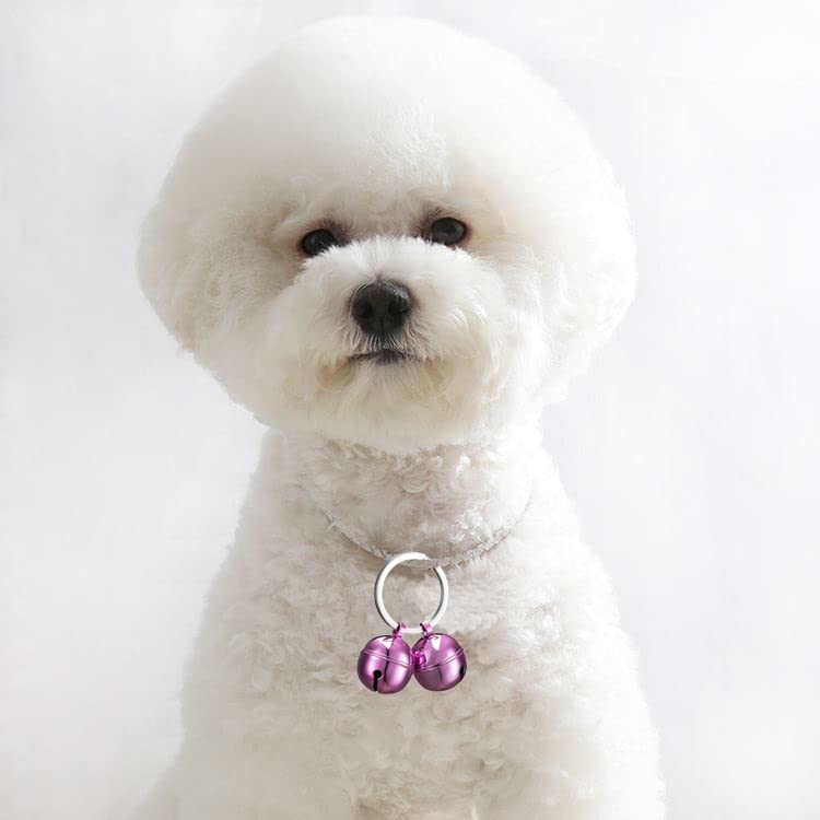 Dog and Cat Collar Bells Pink and Silver 4-Piece Combo Pet Tracker Round Handmade Copper with 4 Keyring Pendant Bells Loud Anti-Lost Training Bells - BeesActive Australia