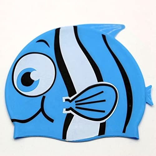 Swim Cap Kids-2 Pack Silicone Fun Swim Caps for Girls and Boys, Kids Swimming Hats with Cartoon Minnows Design - BeesActive Australia