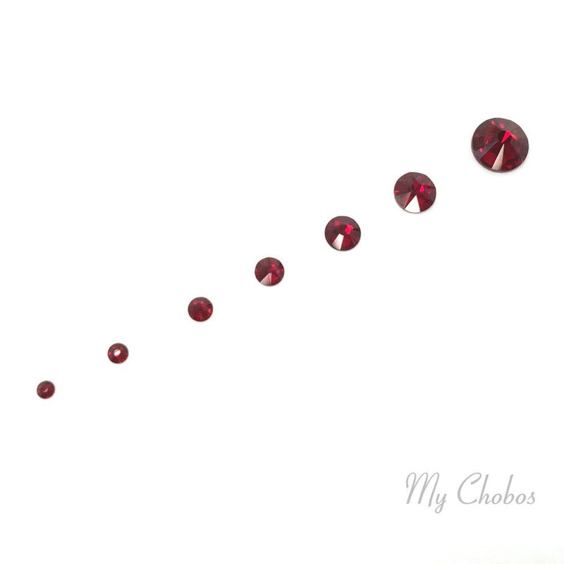 SIAM (208) red 144 pcs Swarovski 2058/2088 Crystal Flatbacks red rhinestones nail art mixed with Sizes ss5, ss7, ss9, ss12, ss16, ss20, ss30 - BeesActive Australia