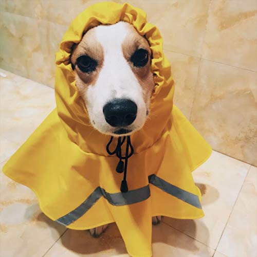 JWPC Dog Raincoat Reflective Waterproof Lightweight Adjustable Dog Rain Jacket with Hood for Small Medium Large Dogs XX-Large Yellow - BeesActive Australia