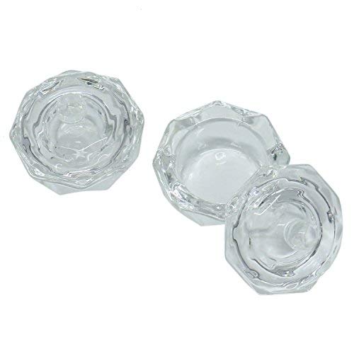 Buorsa 2 Pack Nail Art Acrylic Crystal Glass Dappen Dish Cup with Lid for Acrylic Liquid Powder Styling Tool - BeesActive Australia