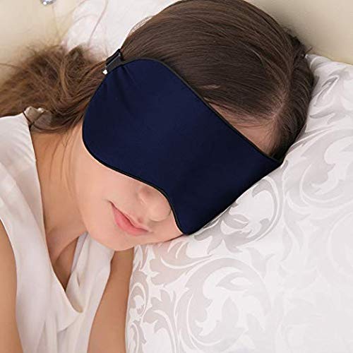 Silk Sleep Mask & Blindfold, Soft Eye Mask with Adjustable Head Strap, Deep Rest Eye Masks for Sleeping Night Eyeshade, Eye Cover for Travel, Shift Work & Meditation (Deep Blue) - BeesActive Australia