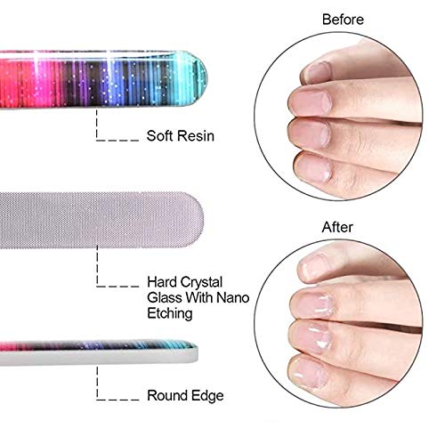 Glass Nail Shiner -2 Pieces Prenium Nano Nail Buffers Glass Nail Files Rainbow Shine Polisher for Natural Nails - BeesActive Australia