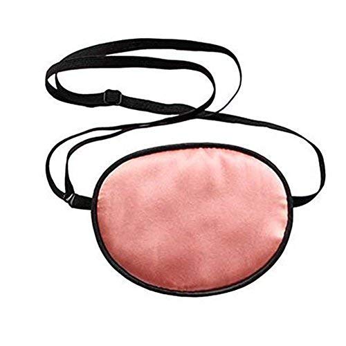 2 Pieces Silk Eye Patches, Adjustable Soft Eye Patch Elastic Eyepatche for Lazy Eye Amblyopia Strabismus for Adults Black and Pink - BeesActive Australia