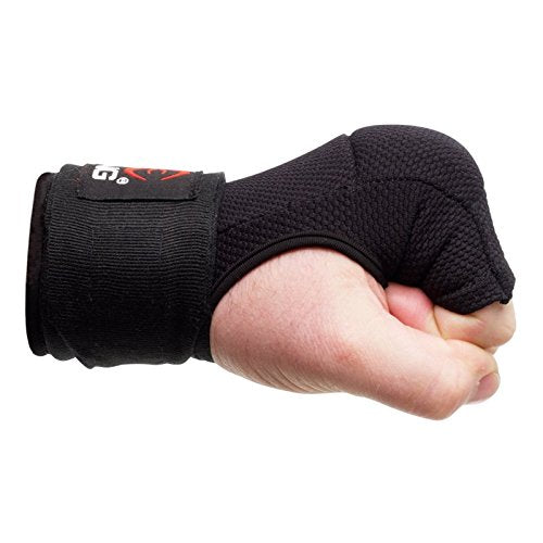 [AUSTRALIA] - STING Elasticized Quick Wraps Padded Inner for Kickboxing, MMA, and Muay Thai Black Small 