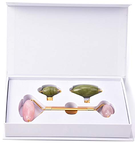 Jade Rose Quartz Roller Kit with 3 Changeable Heads | Face Facial Roller - BeesActive Australia