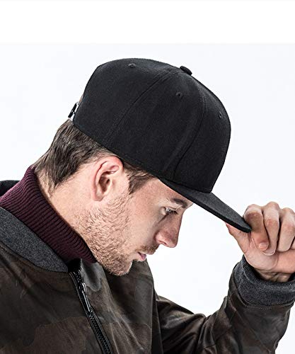 Snapback Hats for Men Baseball Cap Adjustable Flat Bill Trucker Dad Gift,Husband,Boy Friend,Brother,Uncle,Grandfather,Grandpa Black - BeesActive Australia