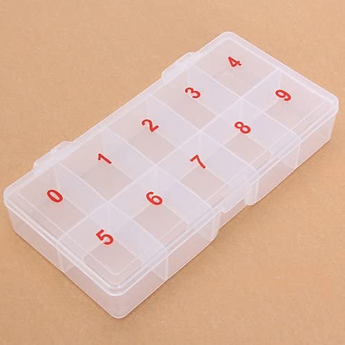 Empty Transparent False Nail Art Tips Rhinestone Storage Case Box Container 10 cells - BeesActive Australia