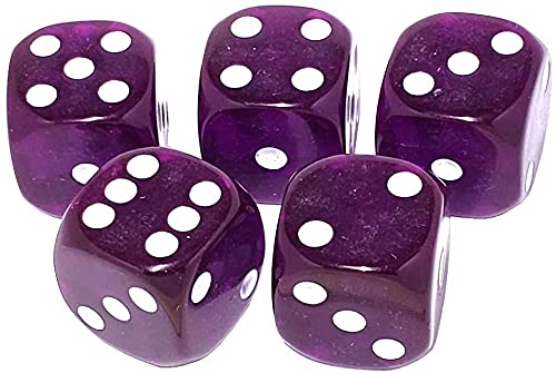 Set of 16mm Transparent Rounded Corners Dice and Black PU Leather Dice Cup Plush Felt Lined - Gift Boxed Purple, Black Lining Cup - BeesActive Australia