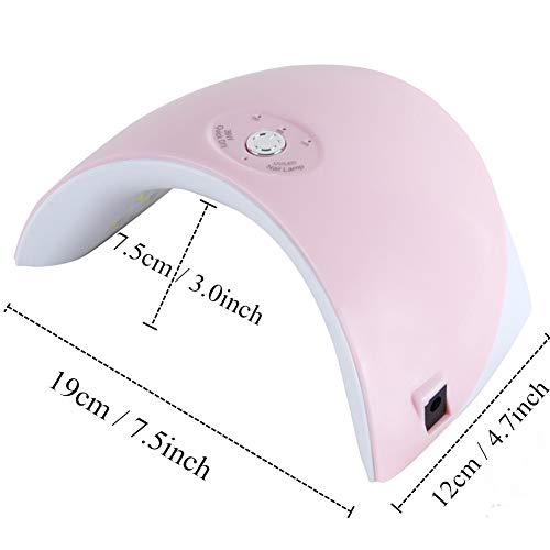 Tfscloin 36W UV LED Lamp Nail Dryer 12 Leds Gel Polish with 60s/120s Timer USB Connector Nail Art Tools for Home and Salon(Pink) Pink - BeesActive Australia