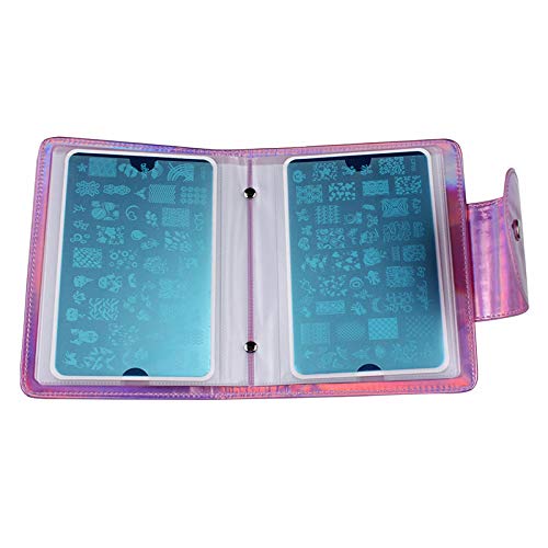 FingerAngel 20 Slots Image Stamper Plate Collection Nail Art Stamp Plate Stamping Plates Cases Stamp Nail Template Organzier For Large Size 9.5X14.5CM Nail Art Plates (Pink) Pink - BeesActive Australia