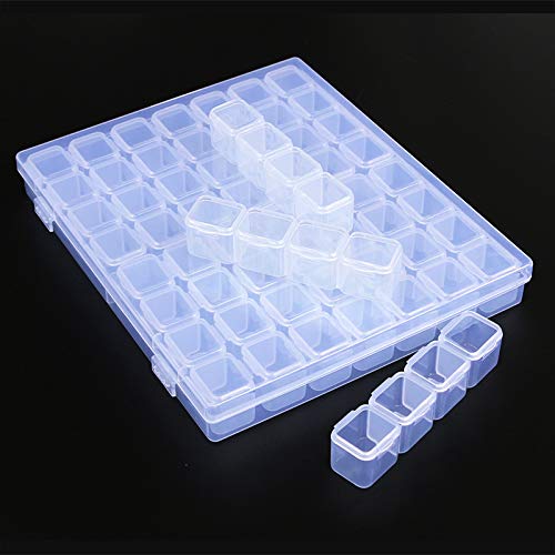 MONIKA Selected 56 Slots Empty Clear Rhinestone Box,Adjustable Storage Box with 80 pcs Label Stickers for Rhinestone Beads Ring Earrings Transparent - BeesActive Australia