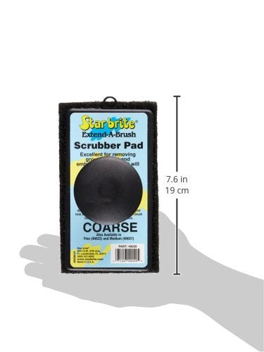 STAR BRITE Extend-A-Brush Scrubber Pad - Available In 3 Textures - Removable Ergonomic Grip Attaches to Extending Pole Via Star Brite's Adjustable Knuckle Coarse Black - BeesActive Australia