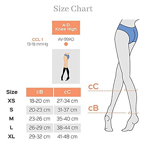 Anti-Embolism Knee Length Stockings for Women, 13-18 mmHg, Medical Grade (S) S (2 Count) - BeesActive Australia