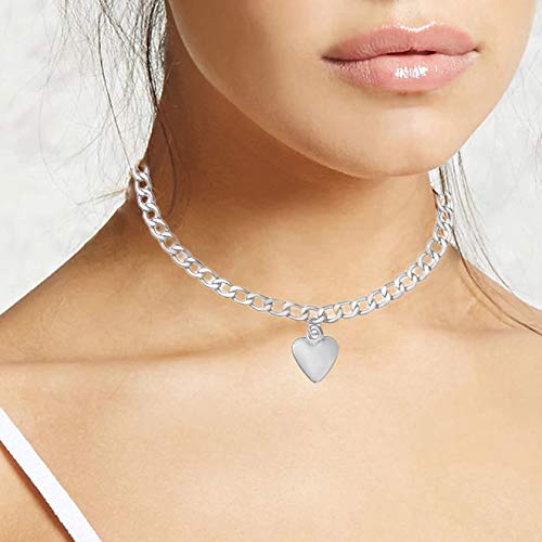 Hannah Boho Heart Necklaces Silver Short Pendant Choker Necklace Chain Jewelry for Women and Girls - BeesActive Australia