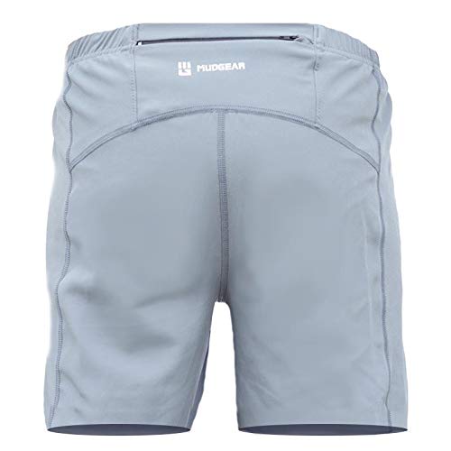 [AUSTRALIA] - MudGear Freestyle Running Shorts for Men - 7" Inseam, Zipper Pocket - Black and Gray Medium 