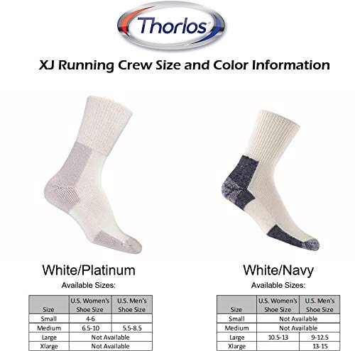 [AUSTRALIA] - thorlos mens Xj Max Cushion Running Crew Socks Large White/Navy (3 Pair Pack) 