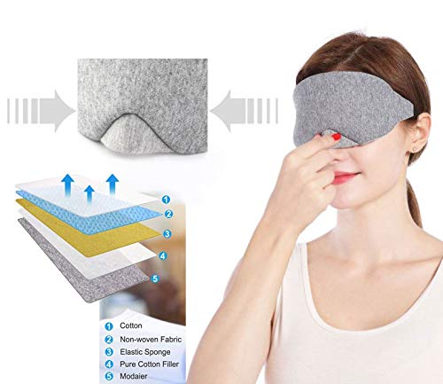 Premium Cotton Light Blocking Sleep Eye Mask,Soft and Comfortable Night Eye Mask for Men Women, Eye Blinder for Travel,Sleeping, with Travel Pouch, Gray - BeesActive Australia