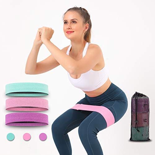 Leepakyuan Resistance Bands for Women Legs and Butt (3 Level Pack),Non Slip Elastic Booty Exercise Bands, Wide Fabric Workout Bands Sports Fitness Bands for Women Indoor Hip Training - BeesActive Australia