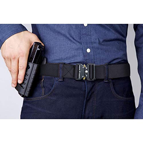 Fairwin Tactical Belt, Military Style Webbing Riggers Web Belt Heavy-Duty Quick-Release Metal Buckle Belt for Men Black S 30"-36" - BeesActive Australia