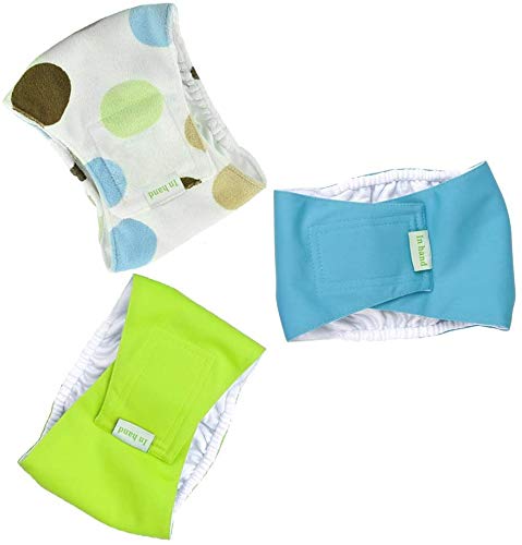 IN HAND Washable Male Dog Diapers(Pack of 3), Premium Reusable Belly Bands for Male Dogs, Durable Male Dog Belly Wrap, Comfy Doggie Diapers S(13"-17") Popular Color - BeesActive Australia